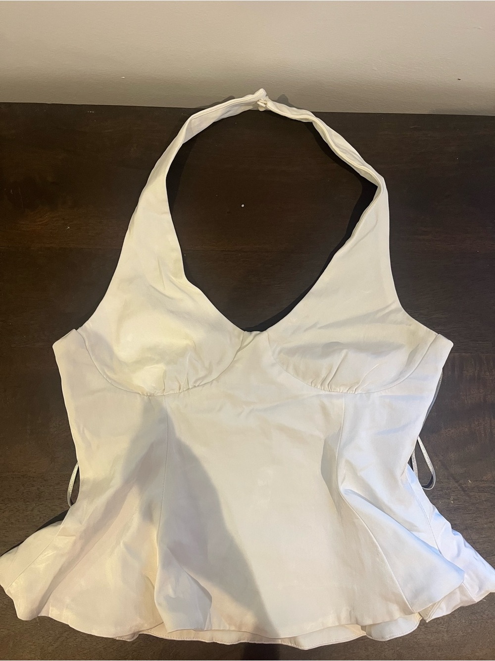 Zara Cream White Halter Peplum Bustier Top XS